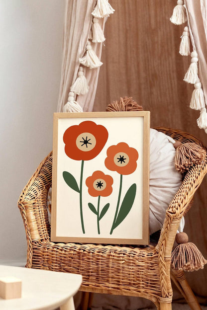 Poppy Flowers Poster – Minimalist Danish Style Wall Art