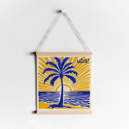 Oahu Hawaii Island Tropical Square Art Print