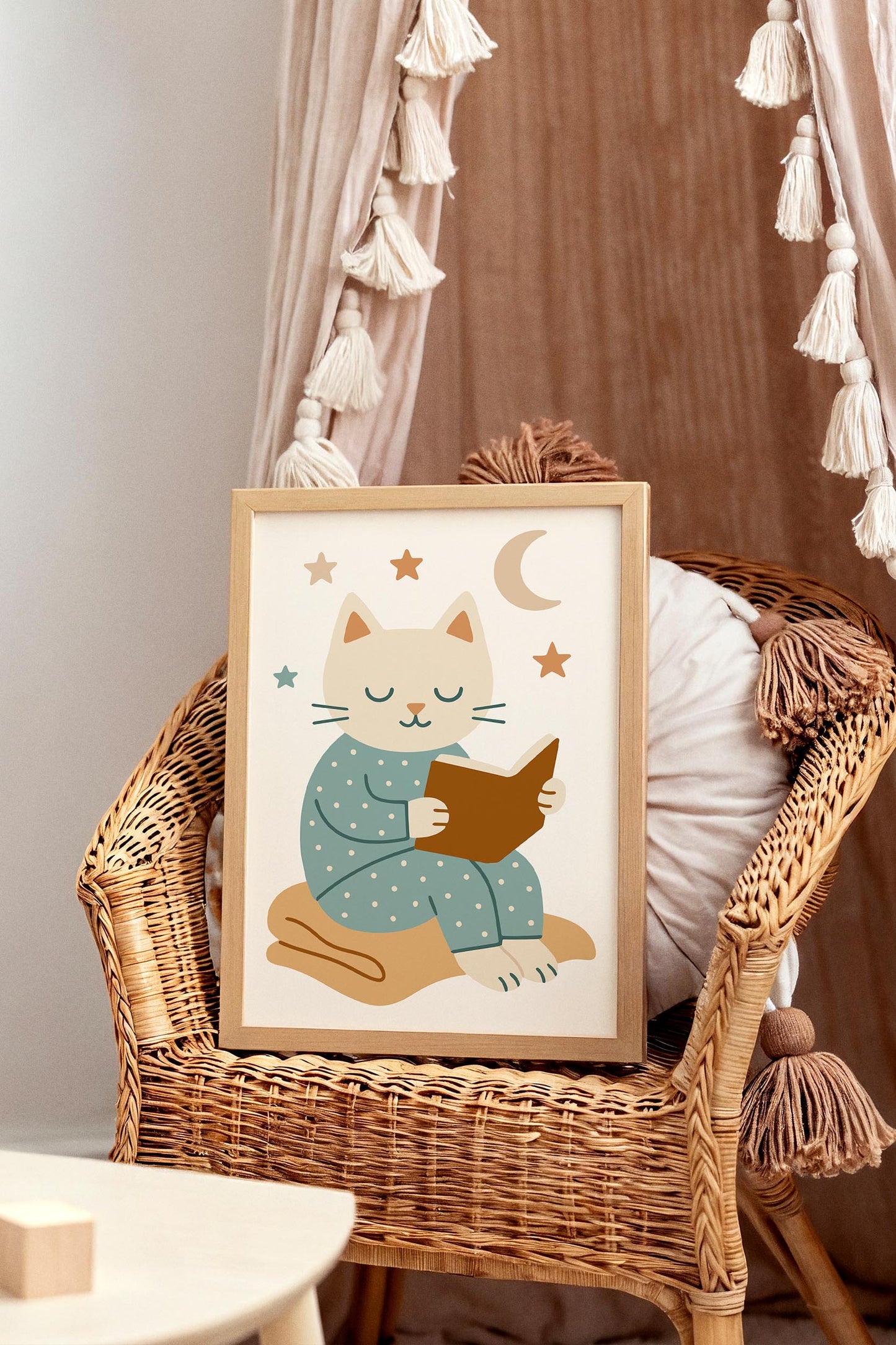 Reading Cat Poster – Kids Room Wall Art