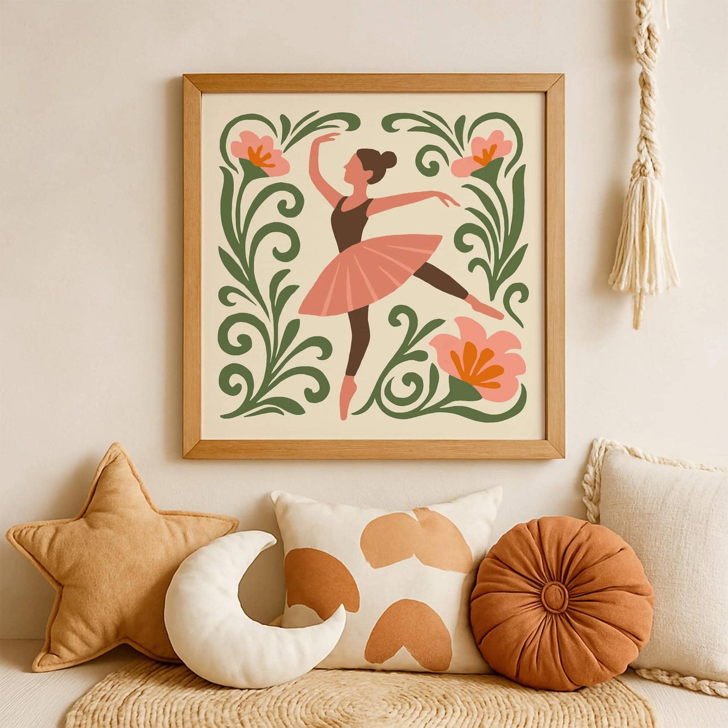 Boho Ballerina Art Print – Kids Room Wall Decor