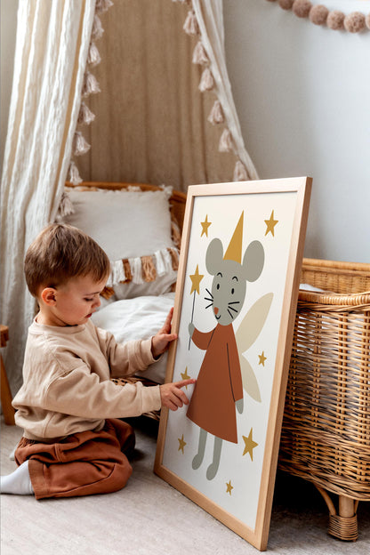 Cute Mouse Fairy Print – Scandinavian Nursery Decor