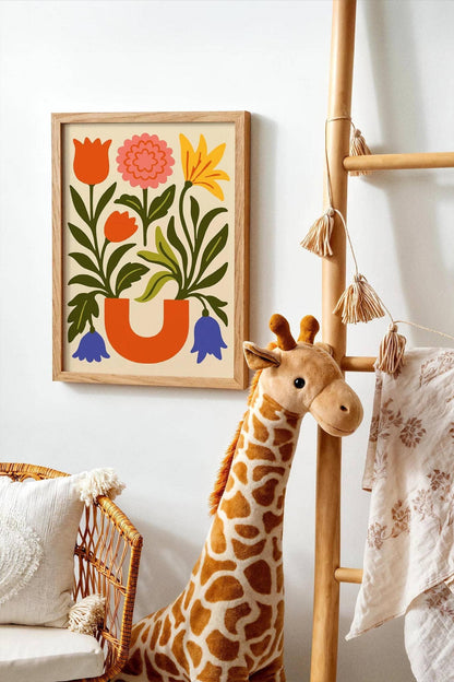 Colorful Abstract Flower Vase Wall Art