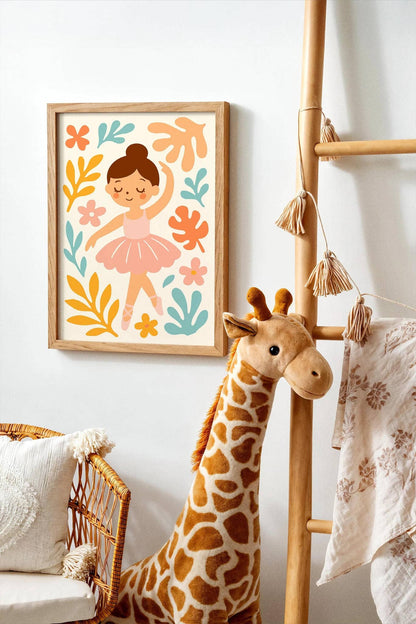 Little Ballerina in Flowers – Colorful Wall Art for Kids Room