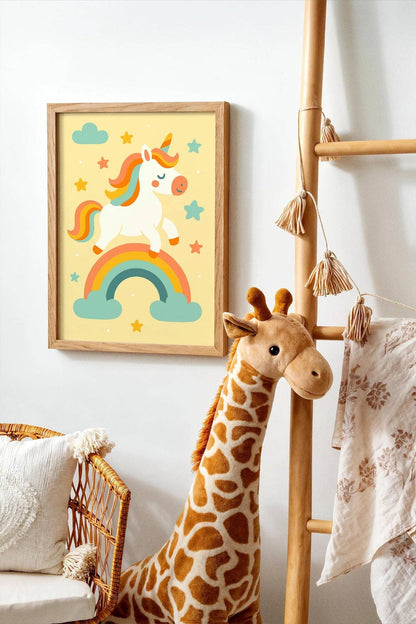 Cute Unicorn Rainbow Print – Kids Room Art