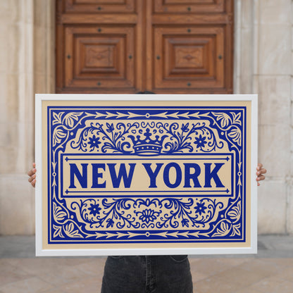 Rococo New York City Typography Horizontal Art Print