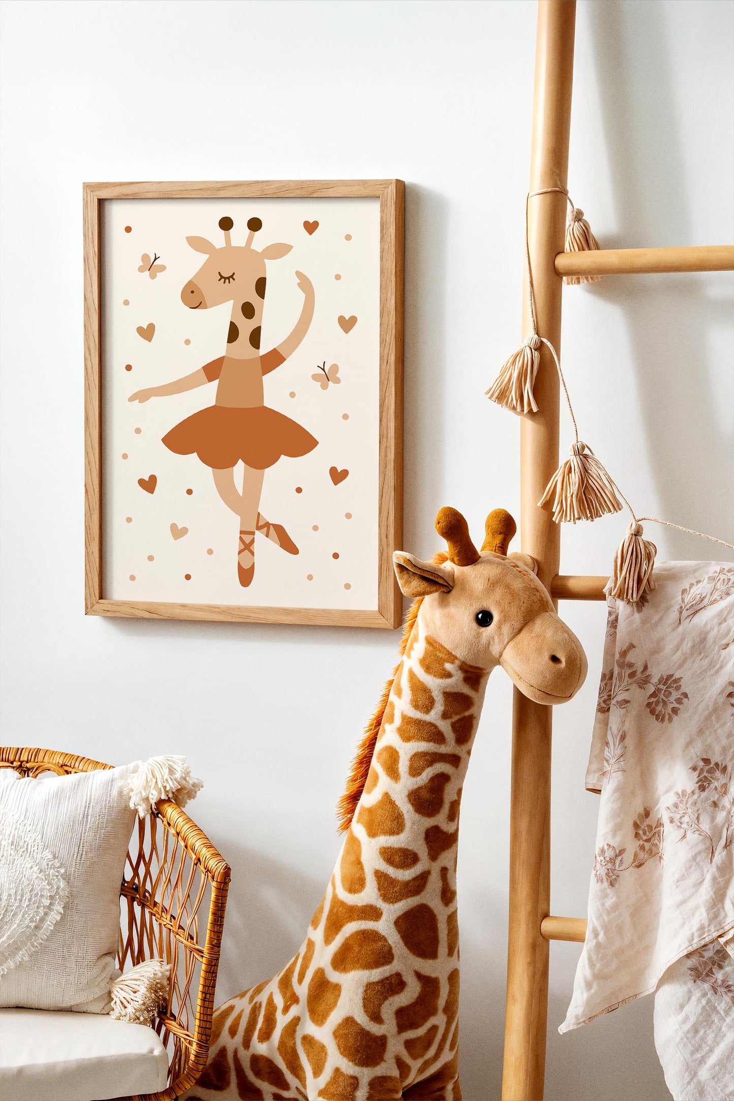Cute Giraffe Ballerina Print - Kids Wall Ar