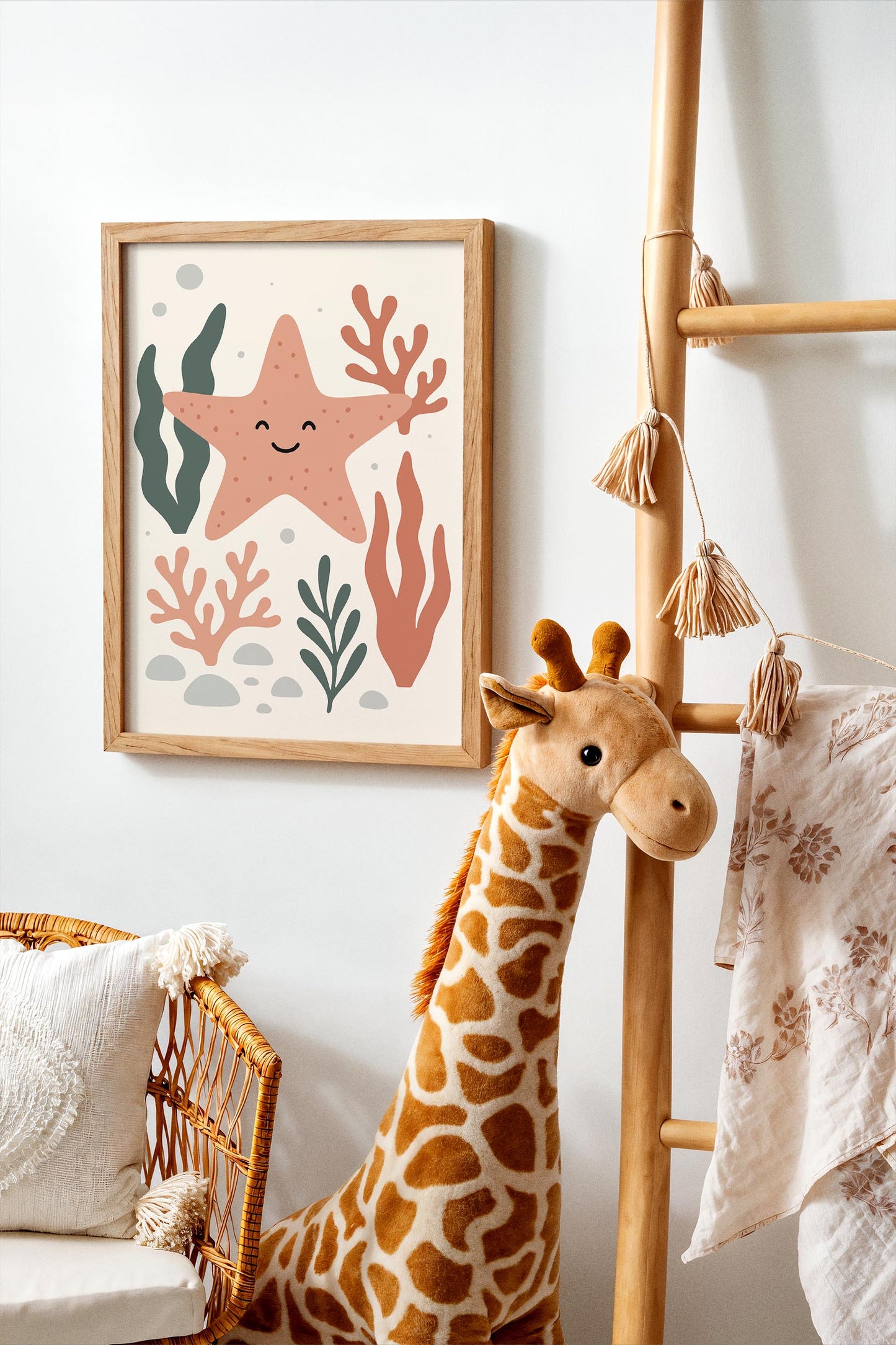 Pink Starfish Poster – Coastal Kids Wall Art