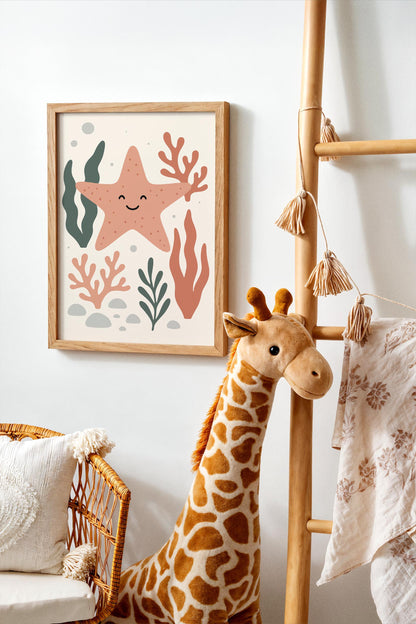 Pink Starfish Poster – Coastal Kids Wall Art
