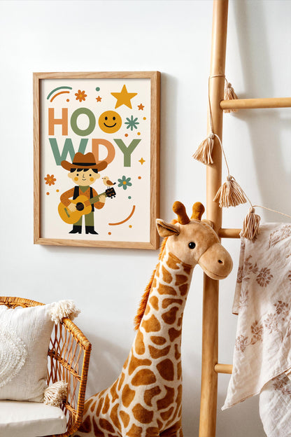 Howdy Cowboy Poster – Western Kids Wall Art