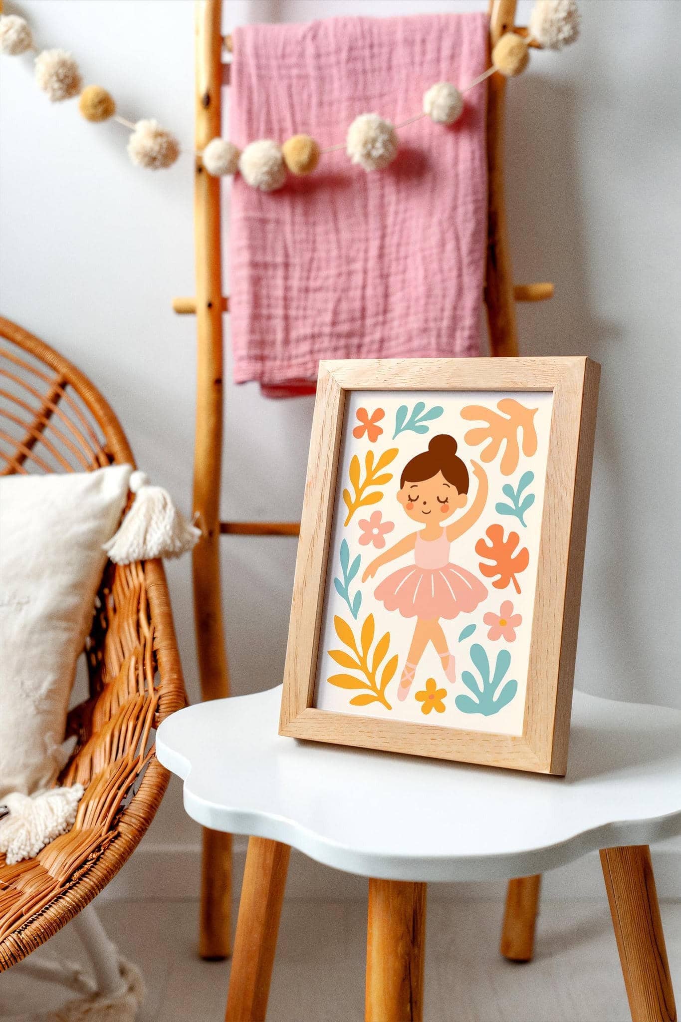 Little Ballerina in Flowers – Colorful Wall Art for Kids Room