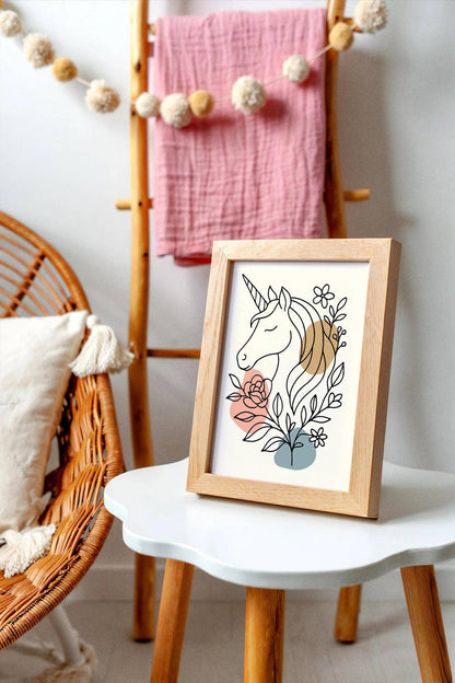 Line Art Unicorn Poster – Magical Nursery Decor