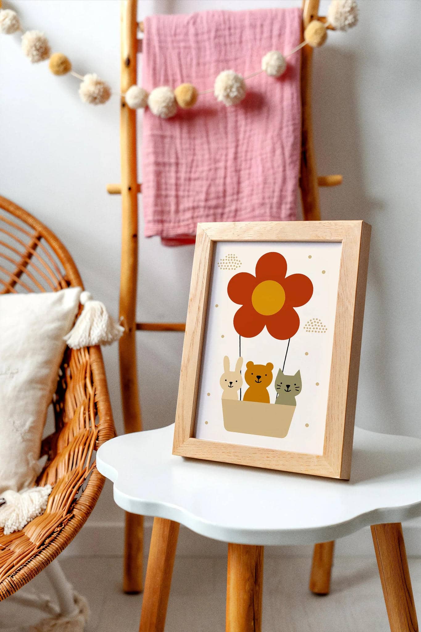 Cute Animals in Balloons – Kids Room Poster