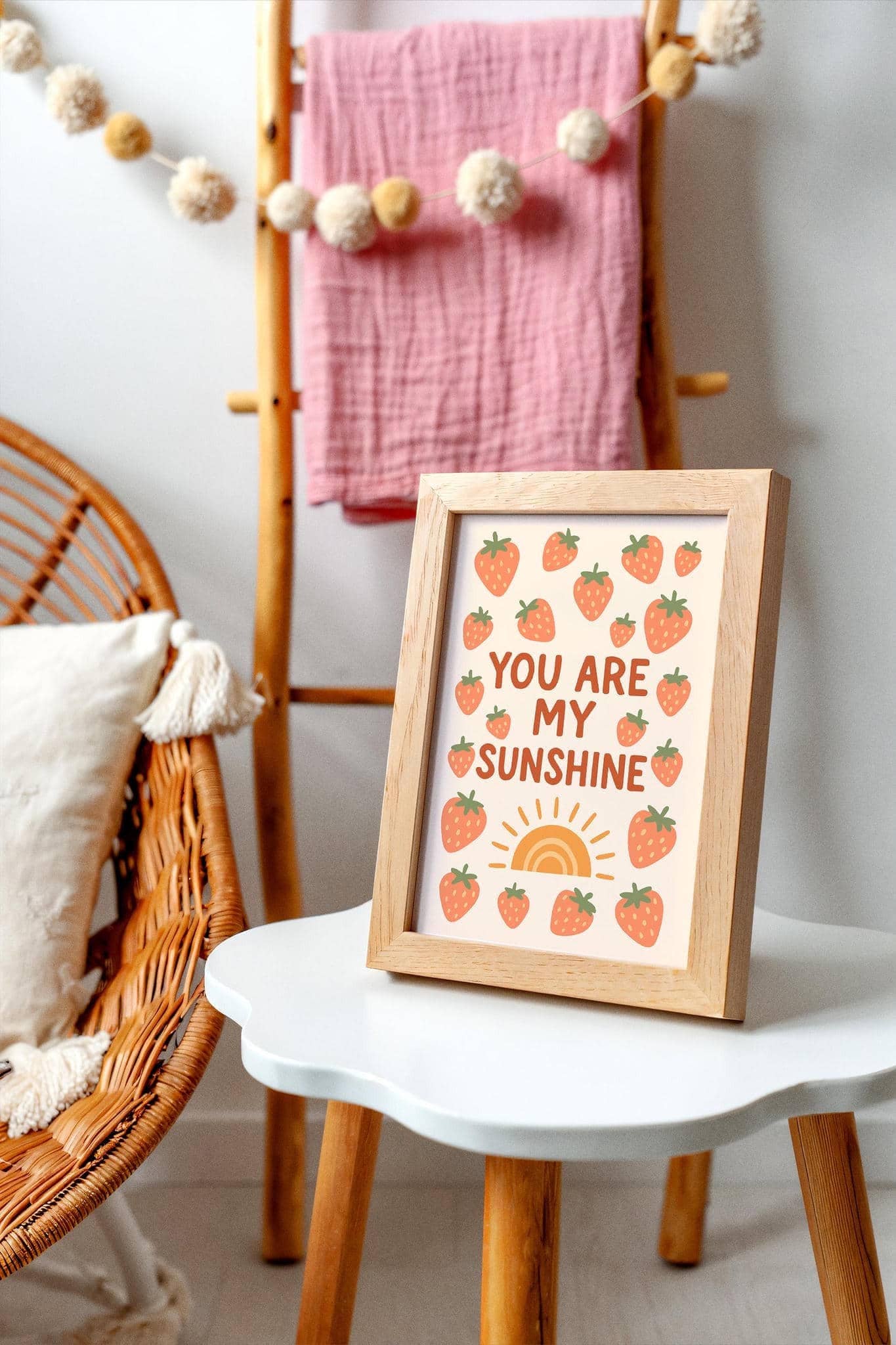 You Are My Sunshine – Boho Strawberry & Sun Art