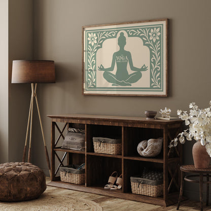 The Yoga Girl Club Poster - Sage Green Horizontal Wall Art Print
