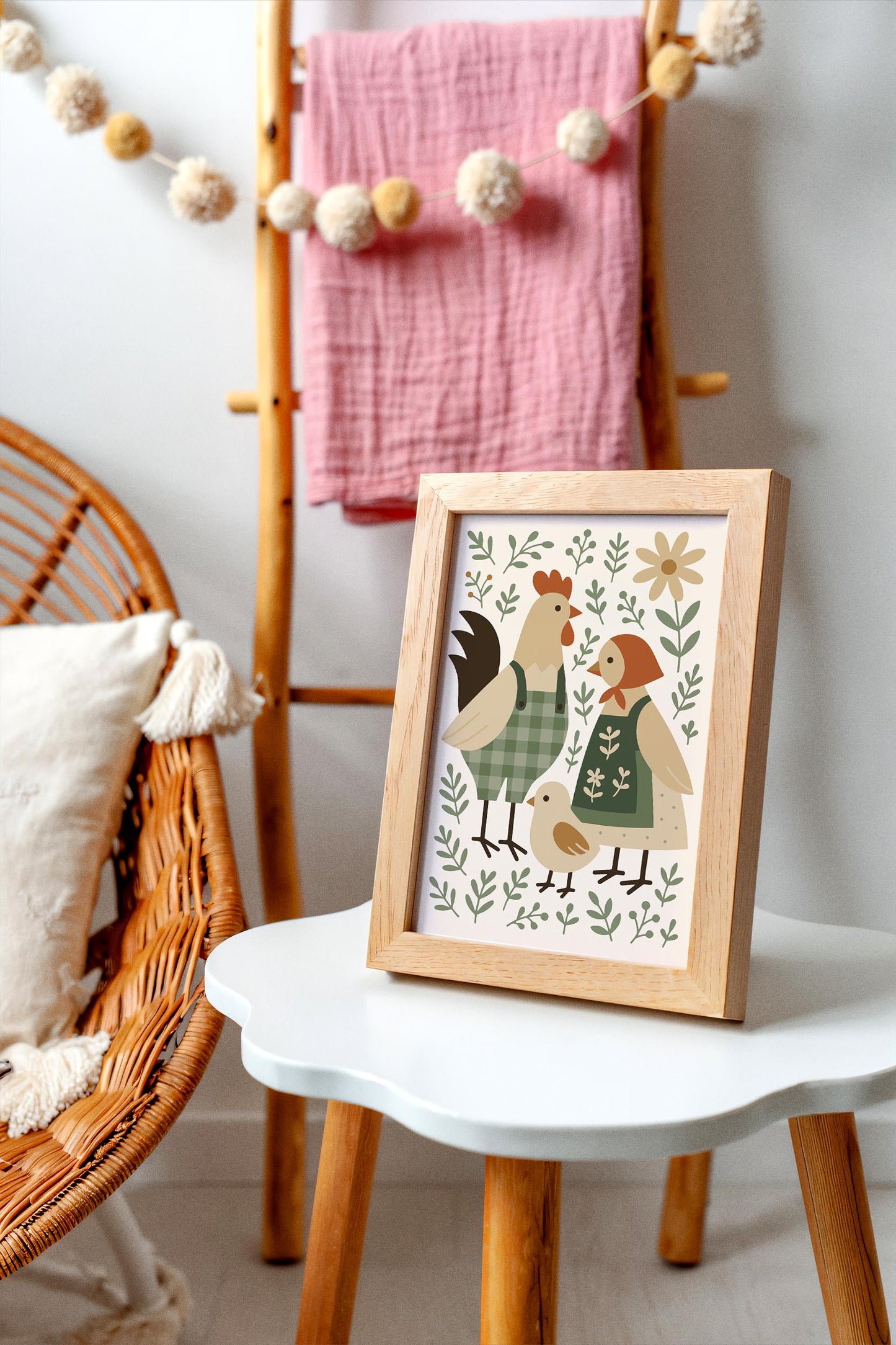 Chicken Family Poster – Farmhouse Animal Wall Art