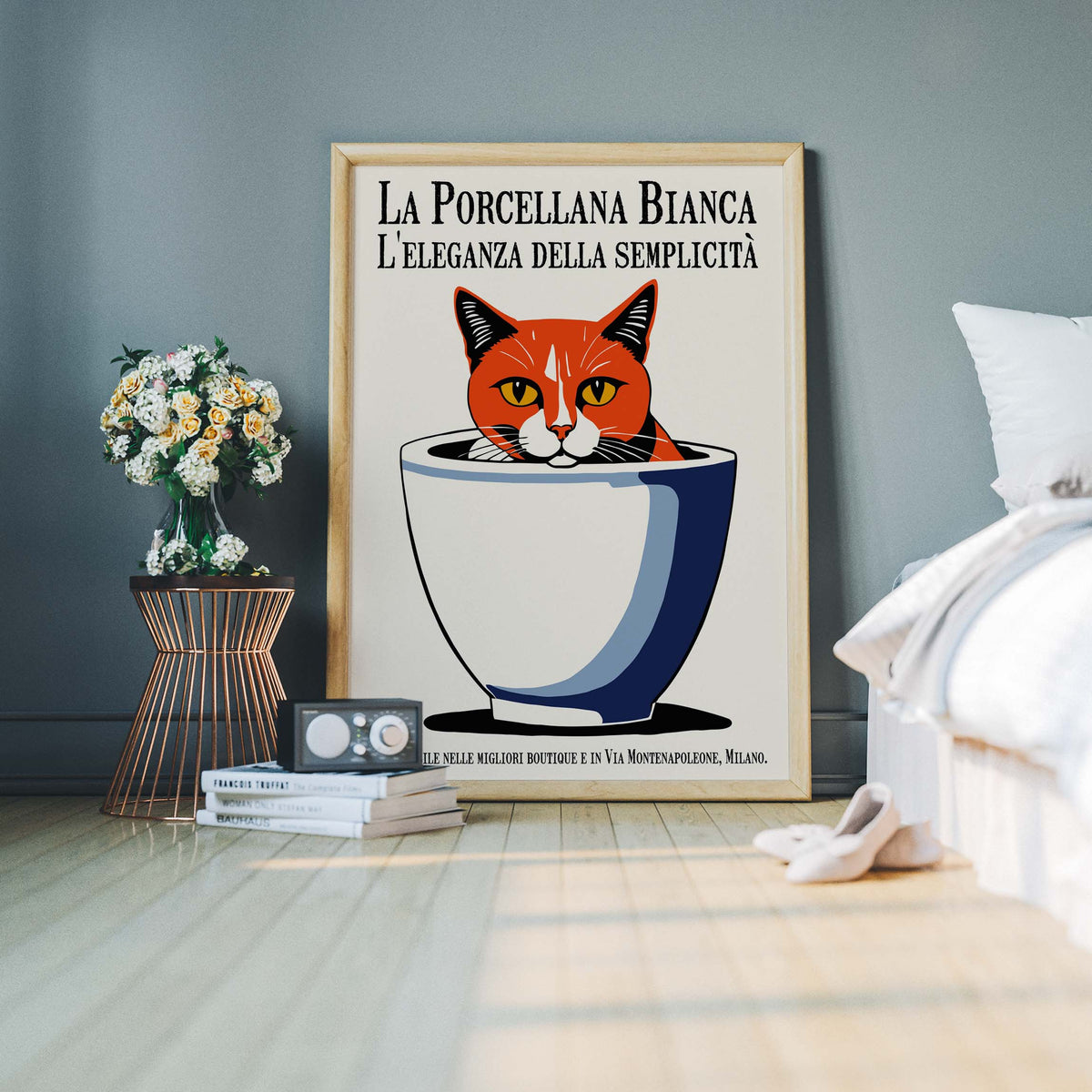 Antique Italian Porcelain Cat Cup Poster