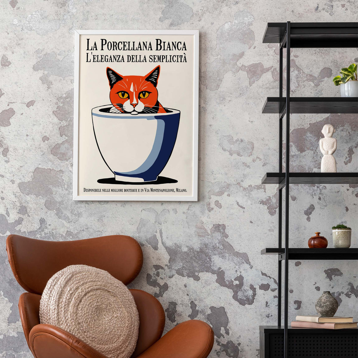 Antique Italian Porcelain Cat Cup Poster
