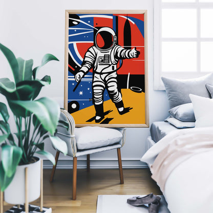 Astronaut Space Exploration Retro Wall Art