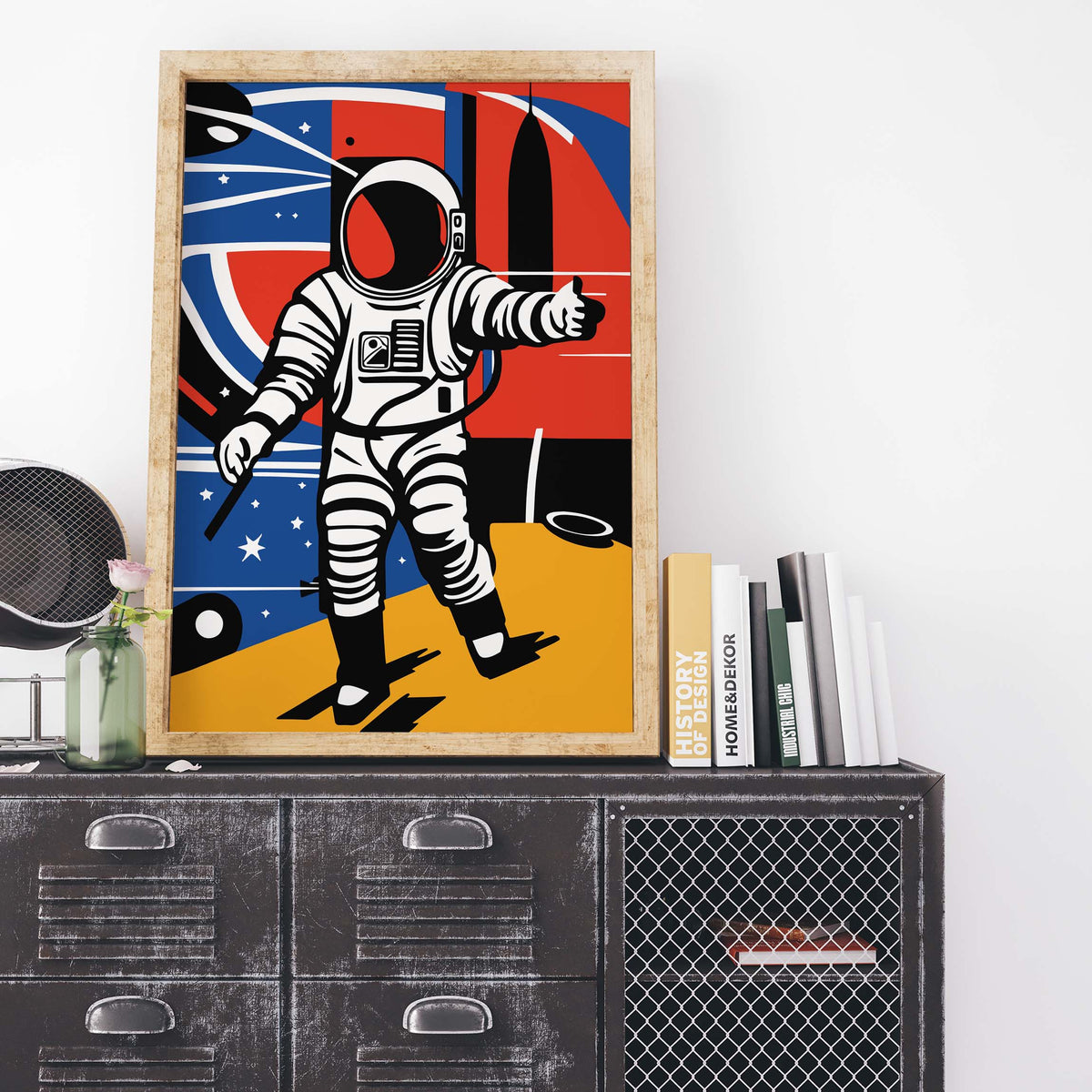 Astronaut Space Exploration Retro Wall Art