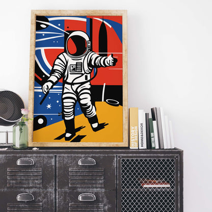 Astronaut Space Exploration Retro Wall Art