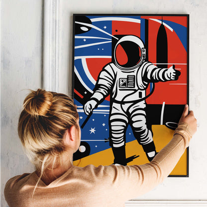Astronaut Space Exploration Retro Wall Art
