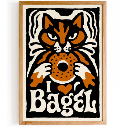 Bagel Cat Vintage Poster