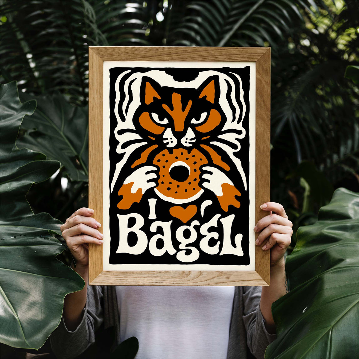 Bagel Cat Vintage Poster