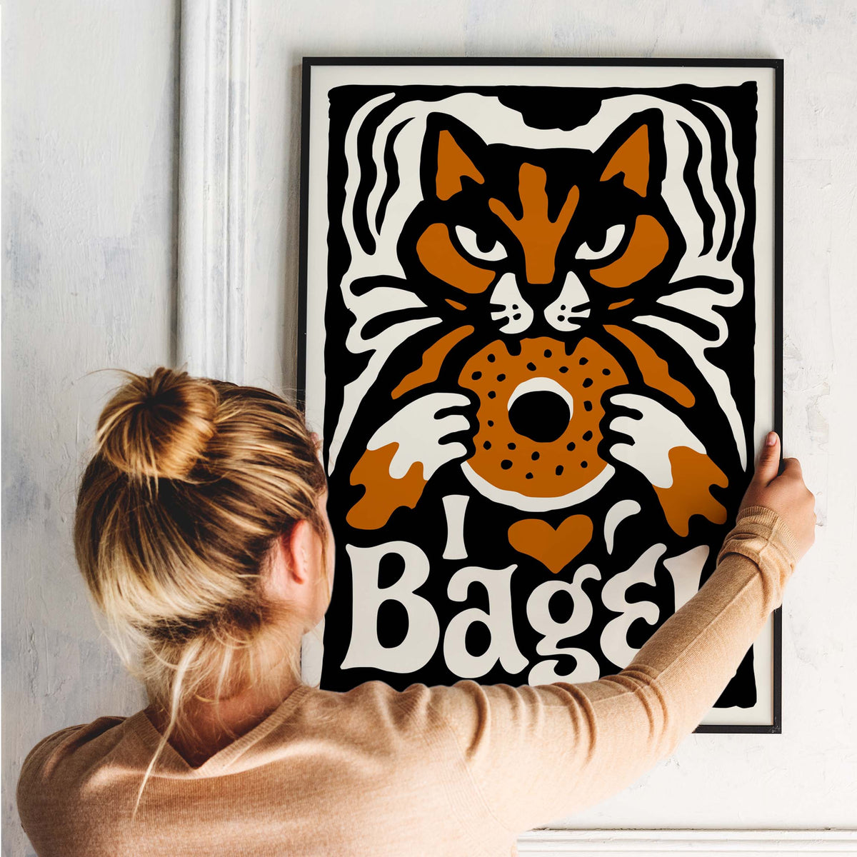 Bagel Cat Vintage Poster