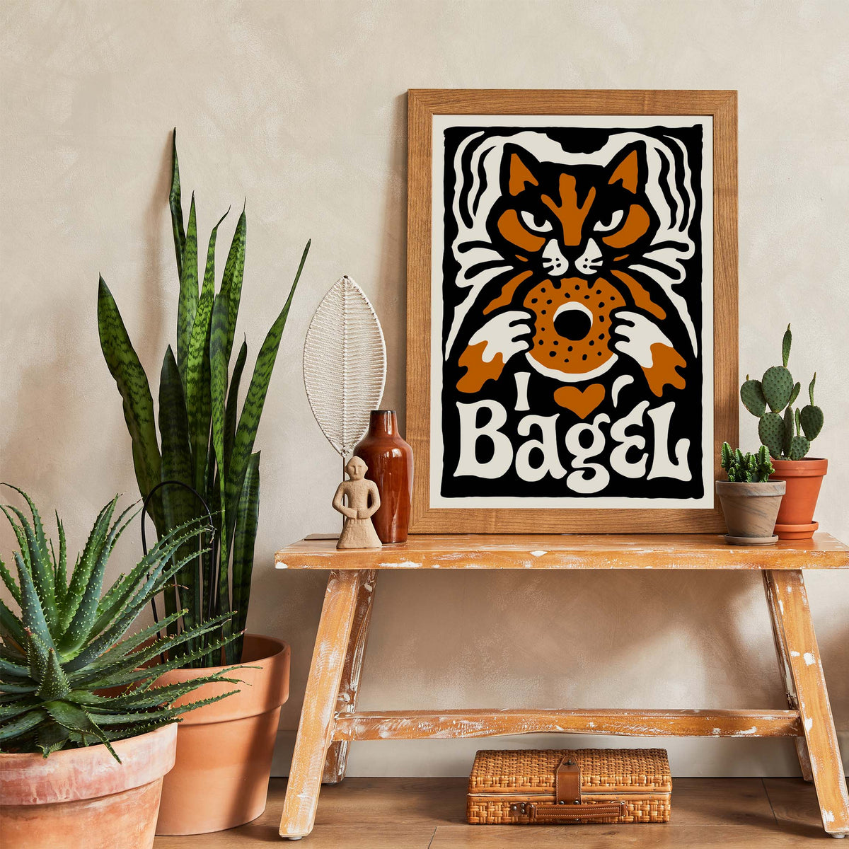 Bagel Cat Vintage Poster