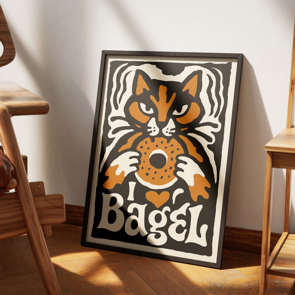Bagel Cat Vintage Poster