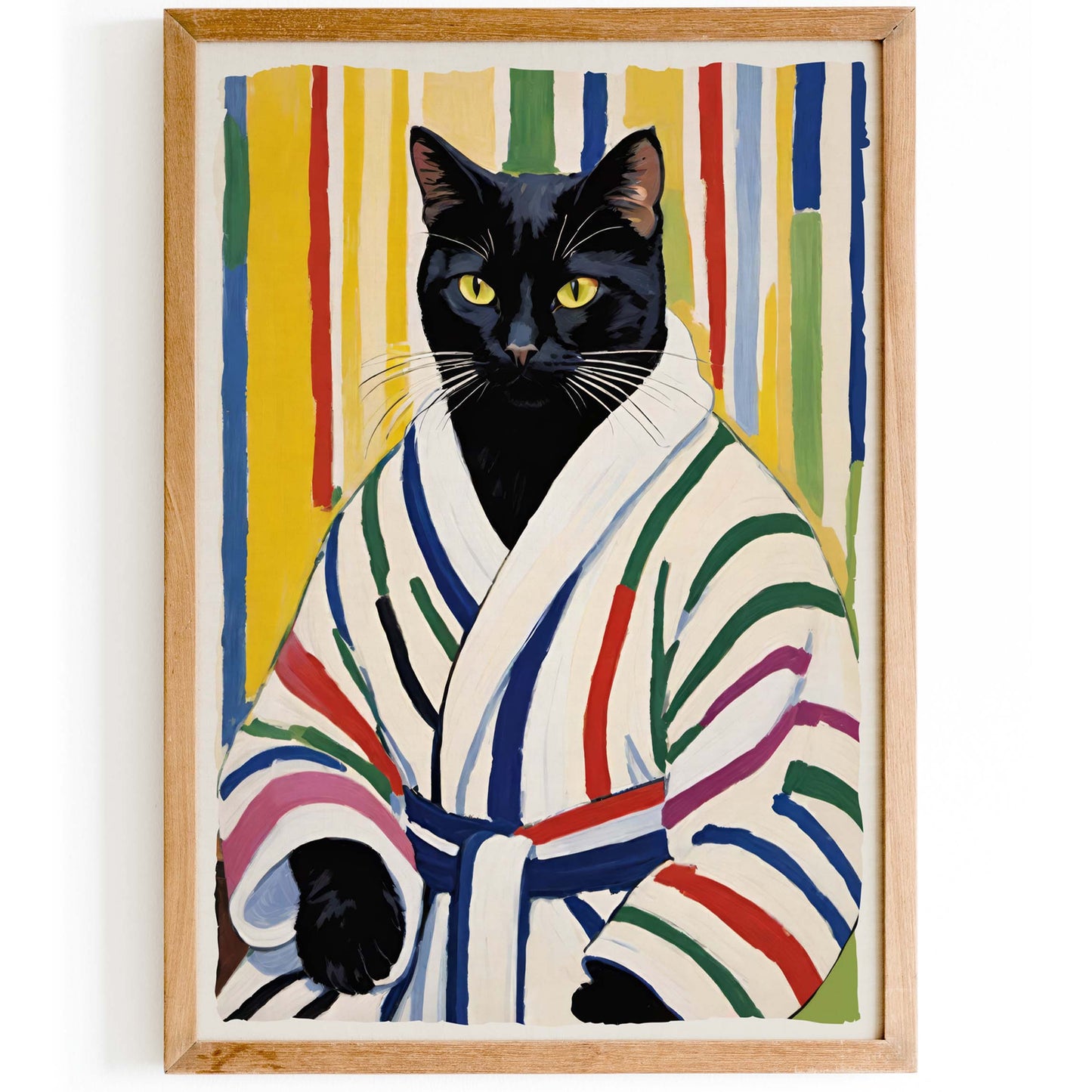 Black Cat Bathroom Portrait Print