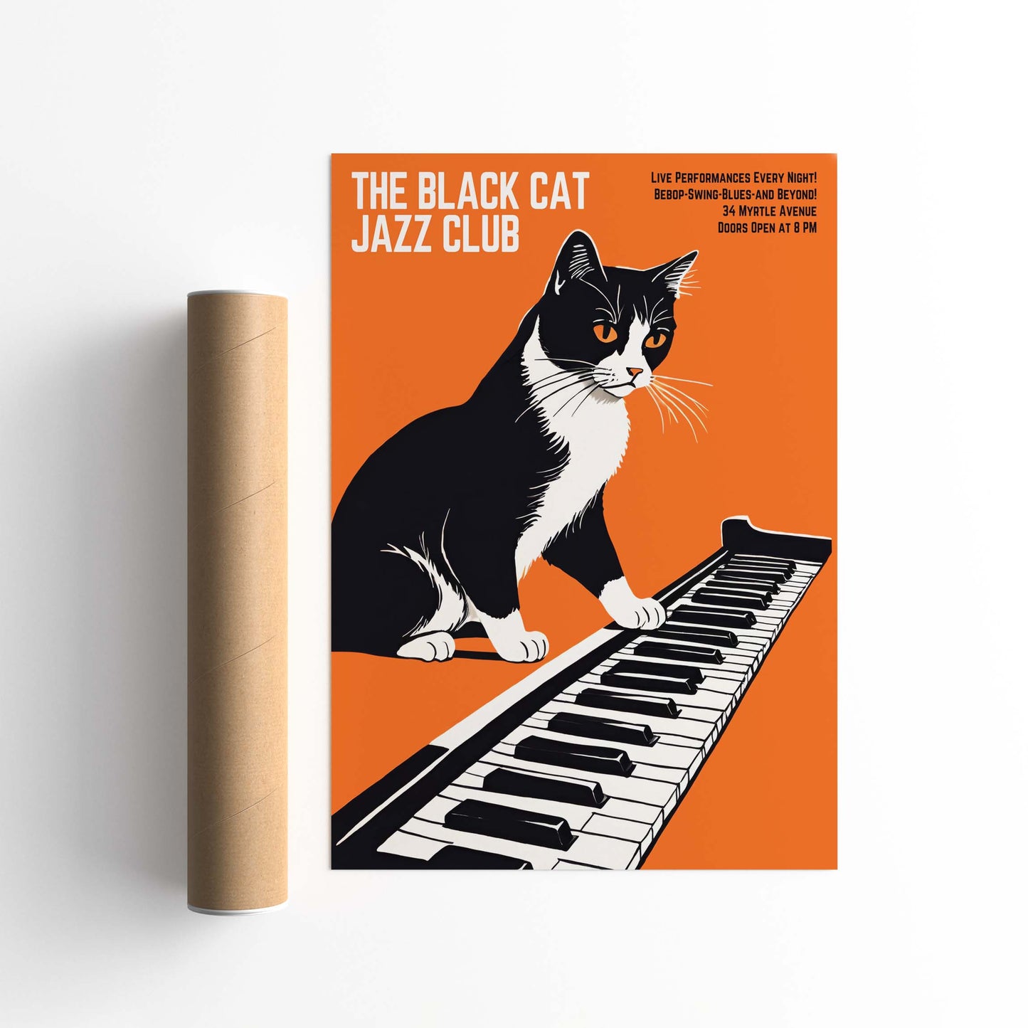 Black Cat Jazz Club Keyboard Poster