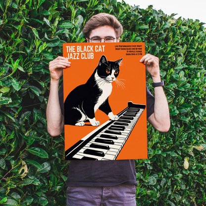 Black Cat Jazz Club Keyboard Poster