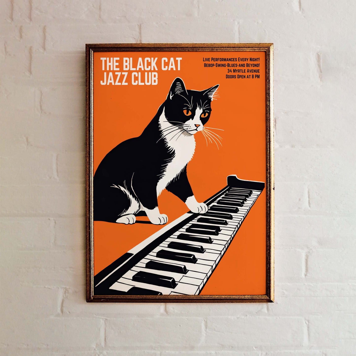 Black Cat Jazz Club Keyboard Poster