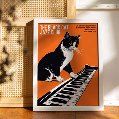 Black Cat Jazz Club Keyboard Poster