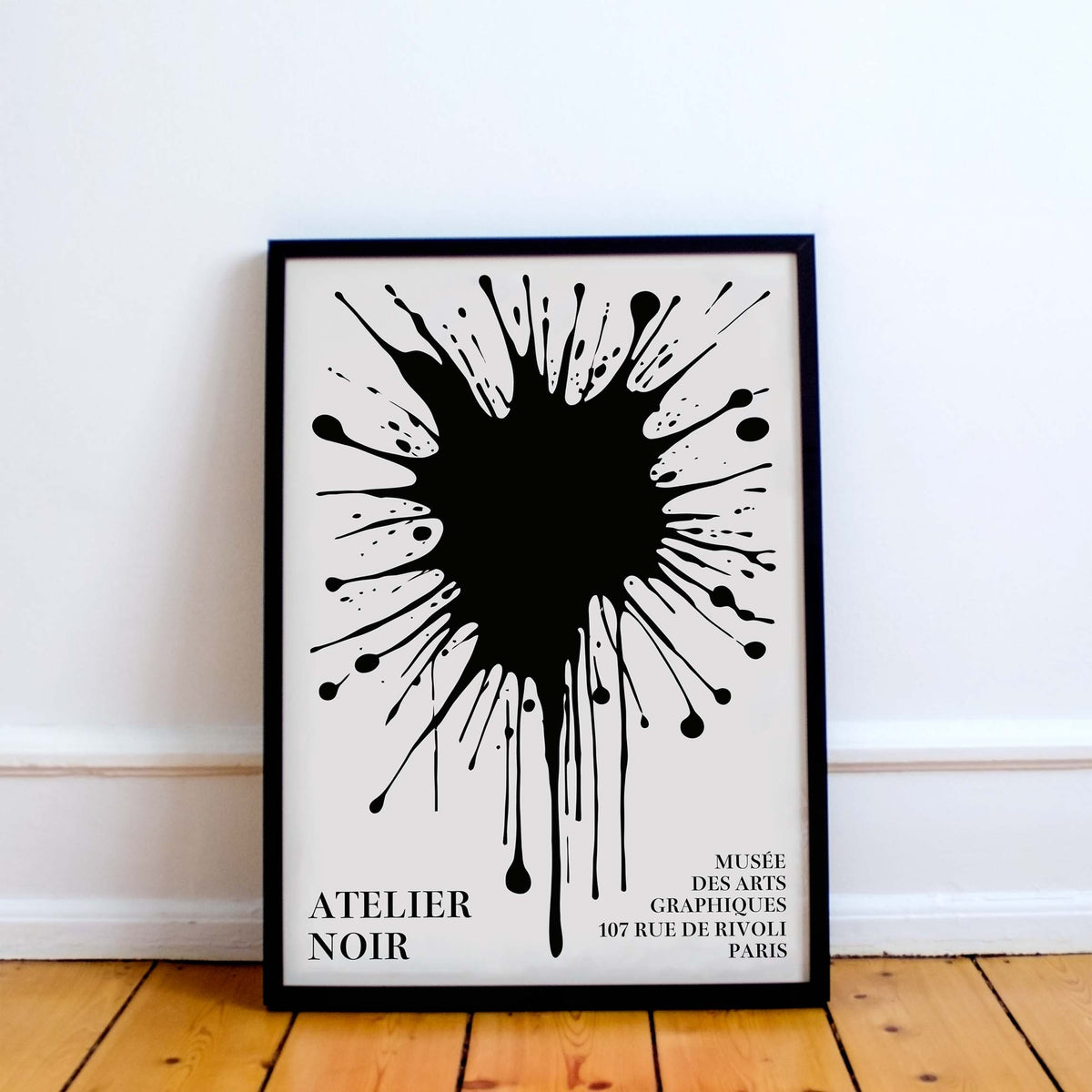 Black Ink Splatter Atelier Poster Print