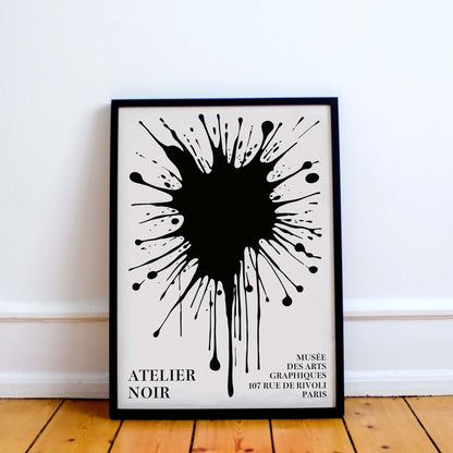Black Ink Splatter Atelier Poster Print