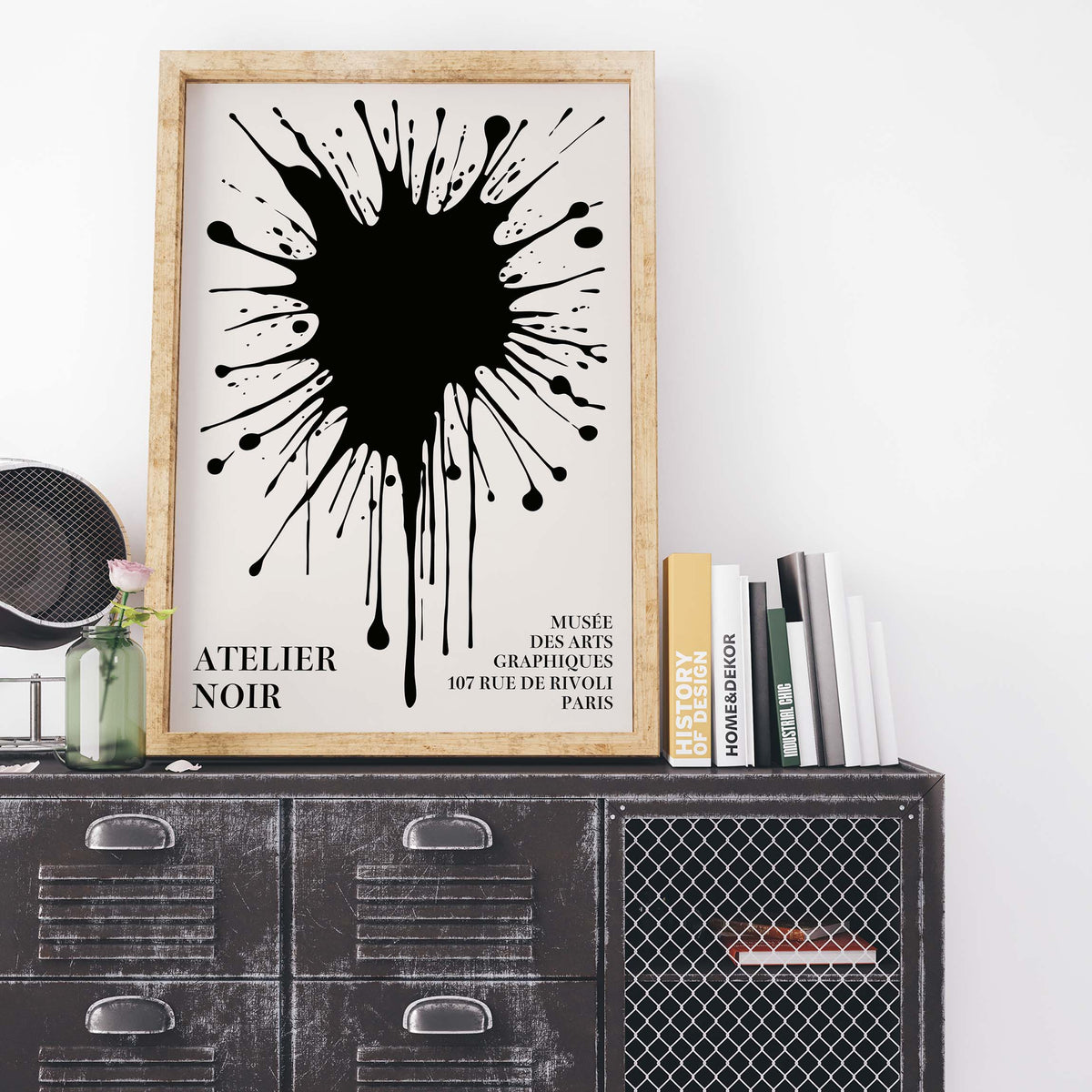 Black Ink Splatter Atelier Poster Print