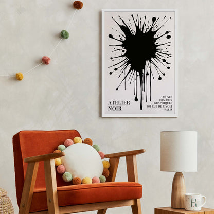 Black Ink Splatter Atelier Poster Print