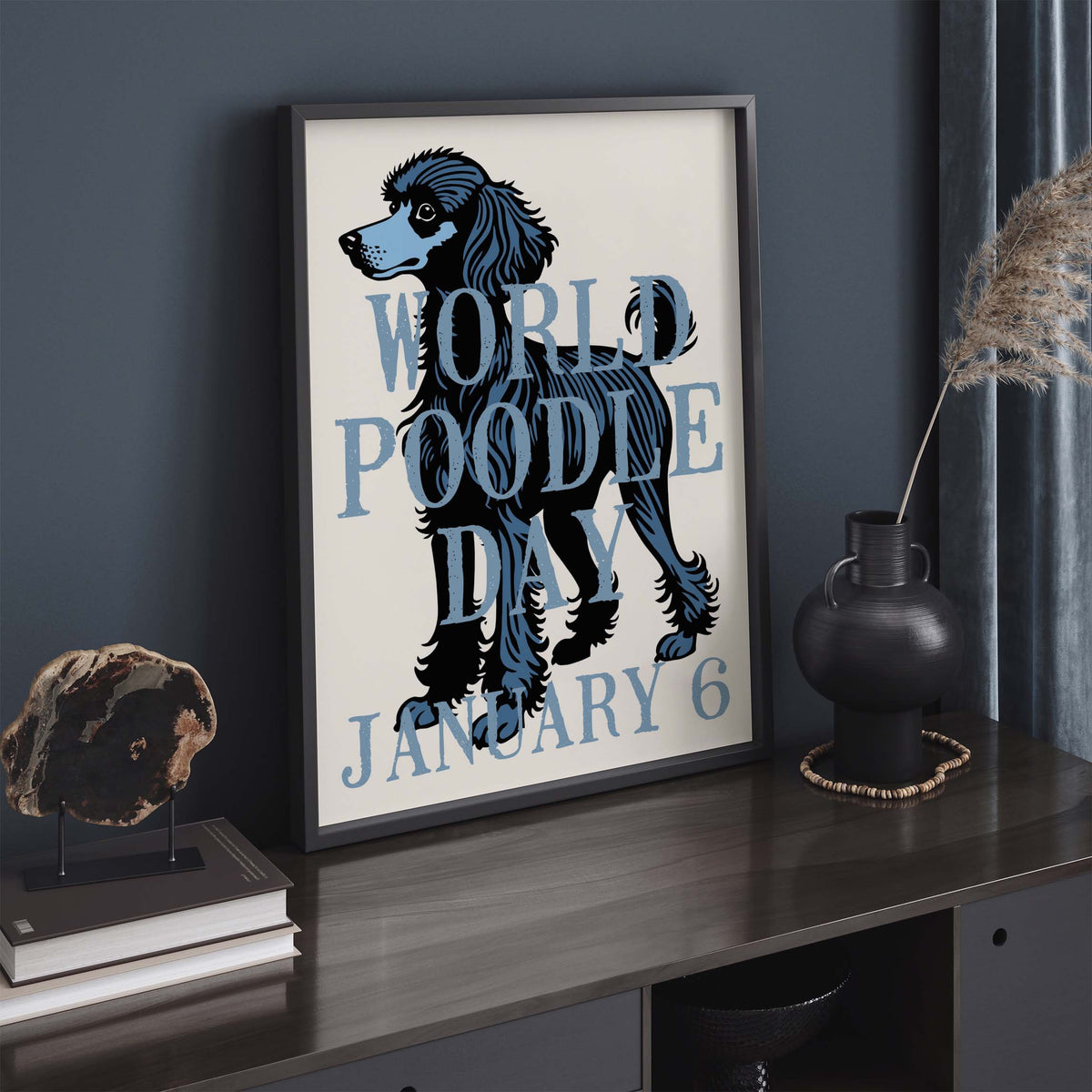 Blue Poodle Dog Wall Art