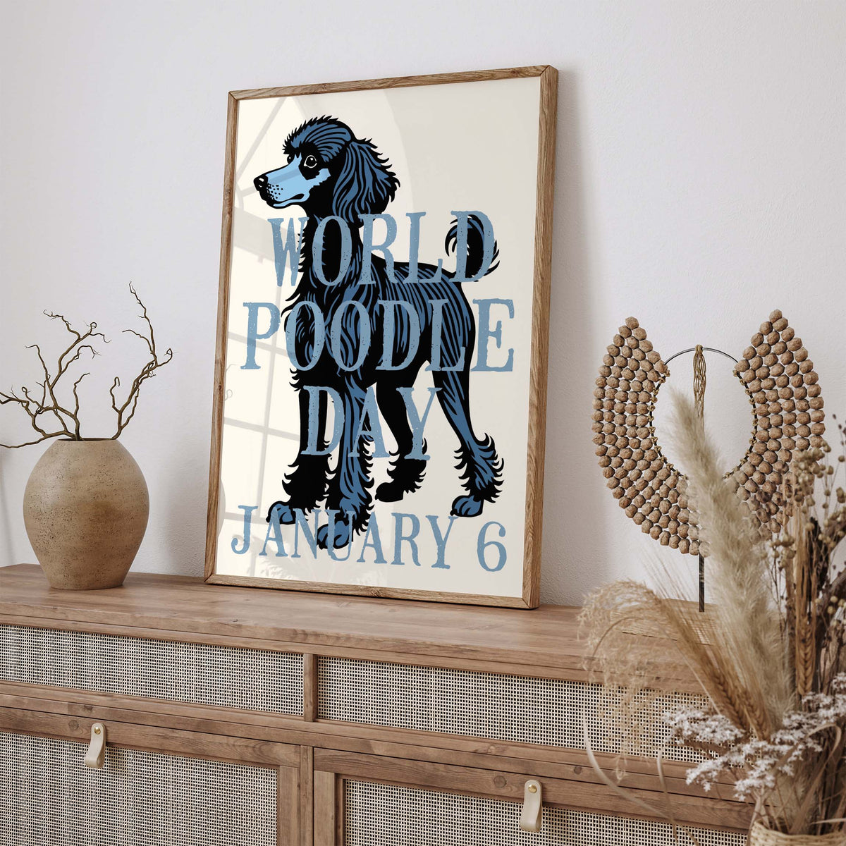 Blue Poodle Dog Wall Art