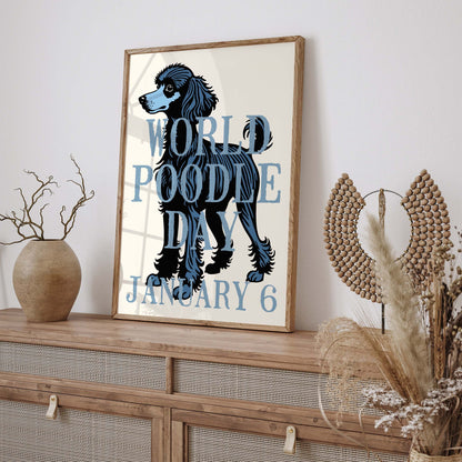 Blue Poodle Dog Wall Art