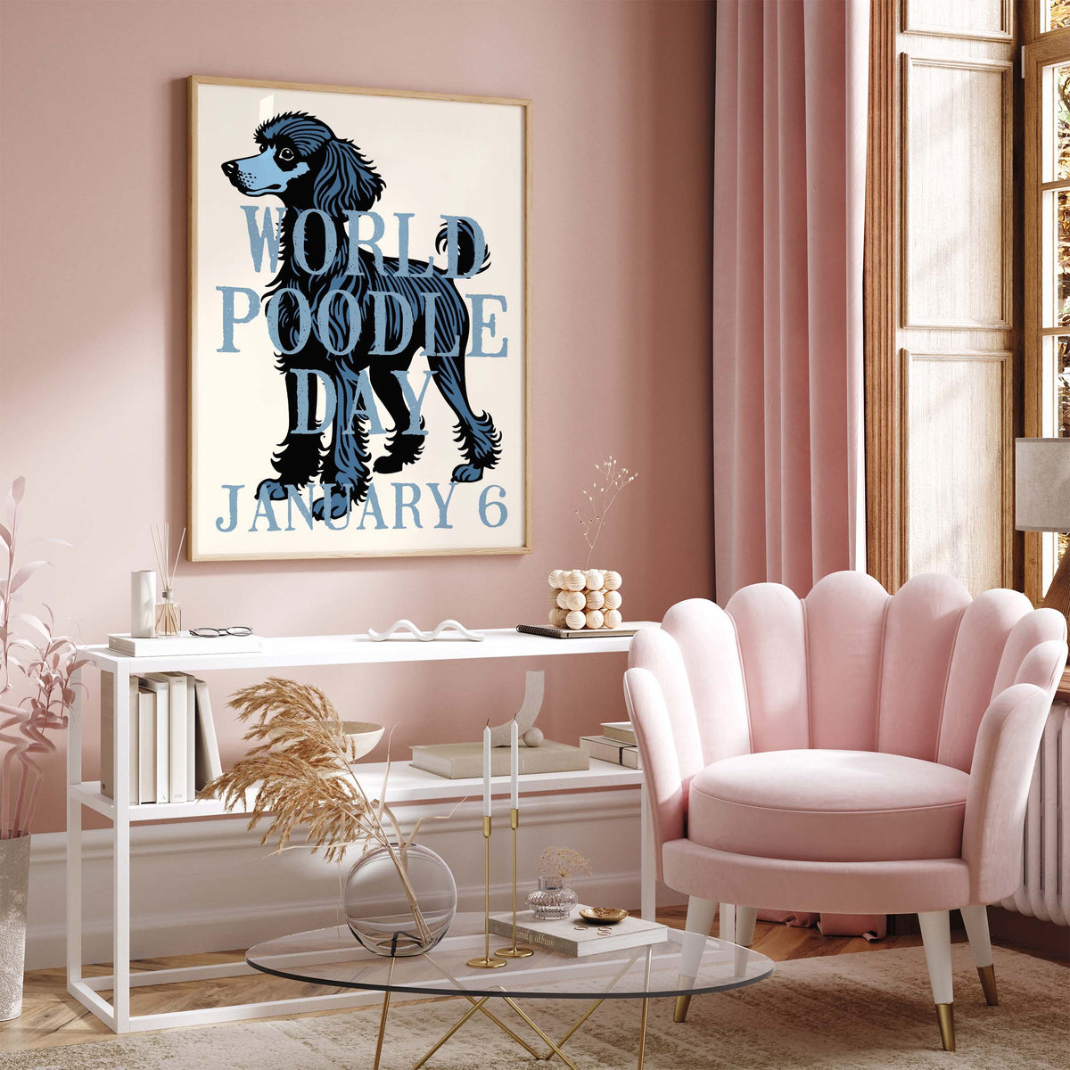 Blue Poodle Dog Wall Art