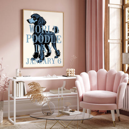 Blue Poodle Dog Wall Art