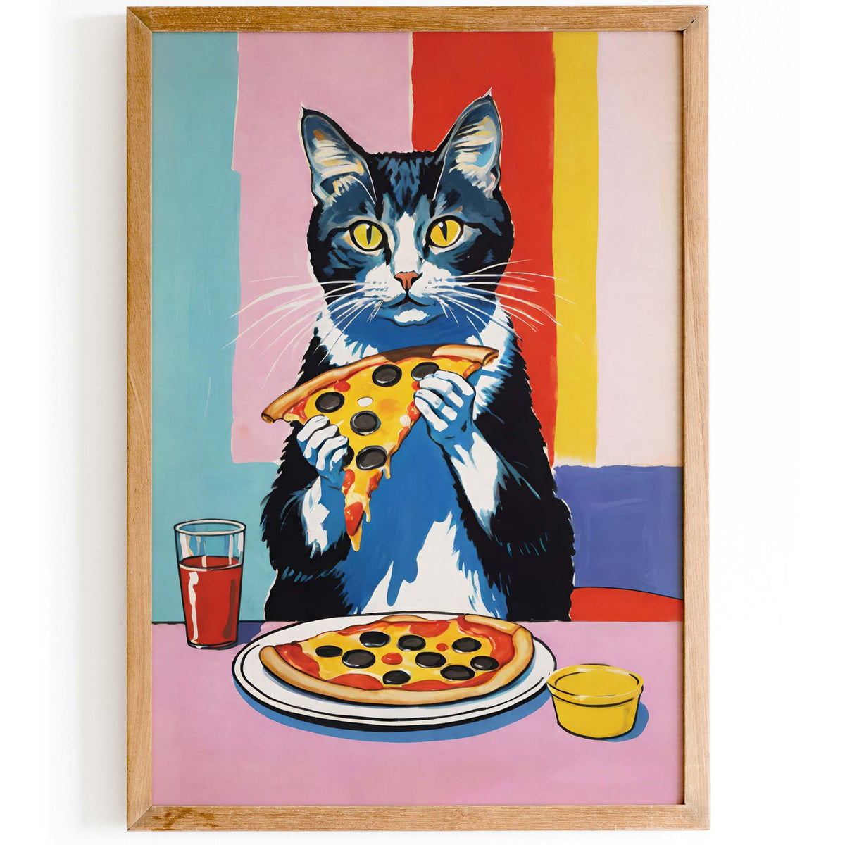 Cat Pizza Food Wall Art