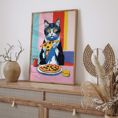 Cat Pizza Food Wall Art