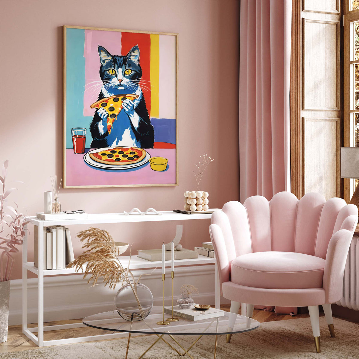 Cat Pizza Food Wall Art