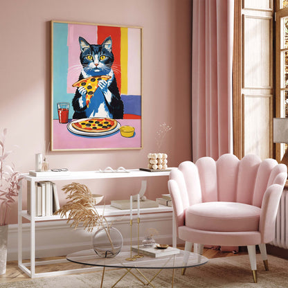 Cat Pizza Food Wall Art