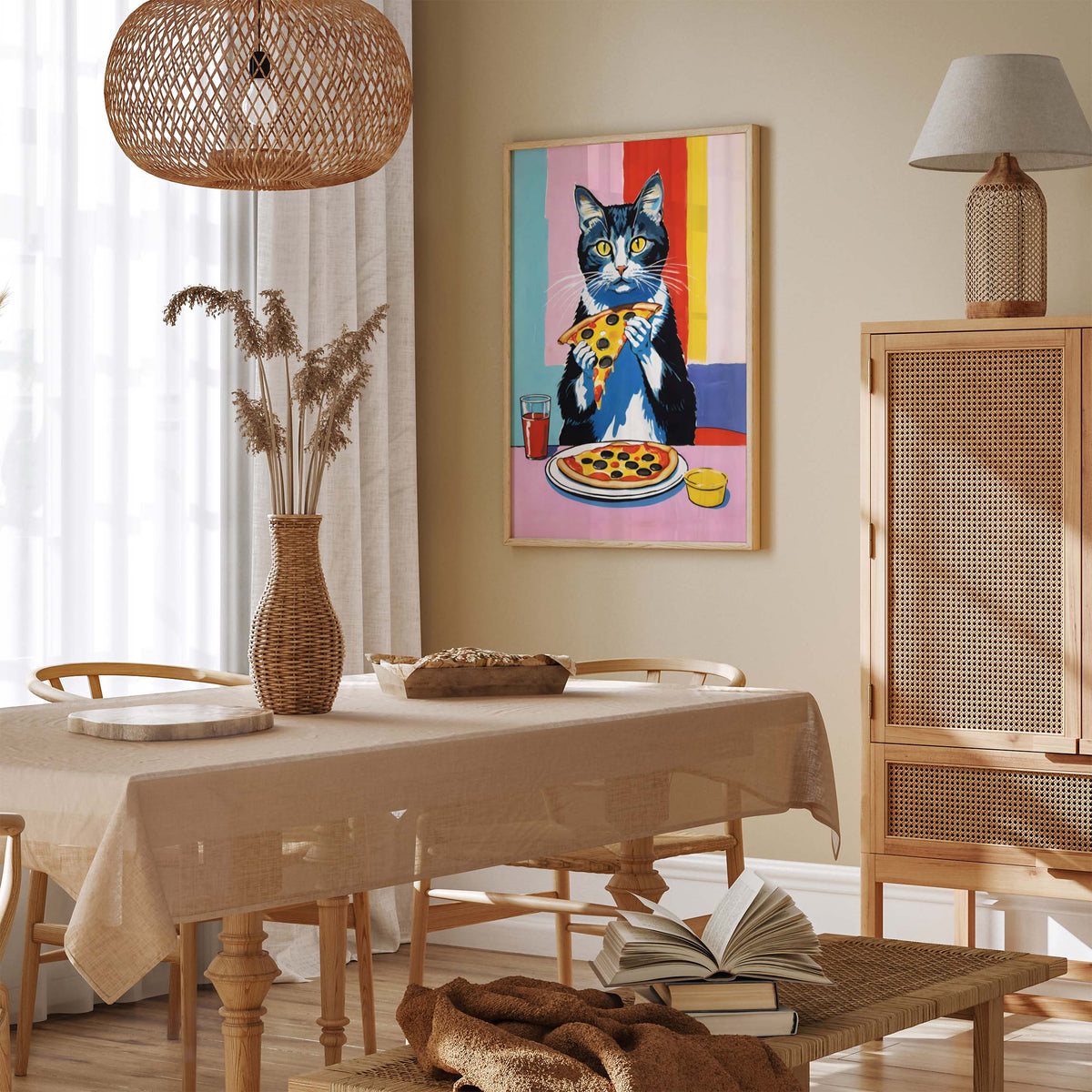 Cat Pizza Food Wall Art