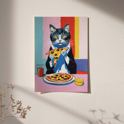 Cat Pizza Food Wall Art